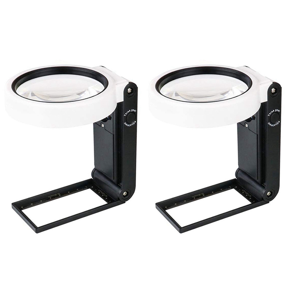 JINMY 2X Magnifying Glass with Light and Stand, Hands Free Handheld 6X 25X Adjustable Folding Magnifier with LED Lighted