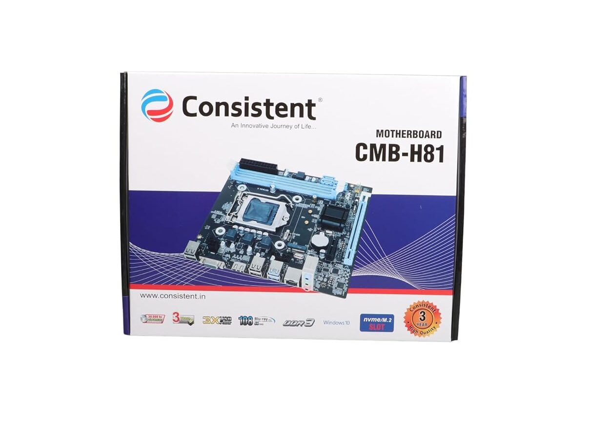 Consistent H81 Motherboard with NVMe Slot, Supports Intel 4th Generation I3|I5 and I7 Processor