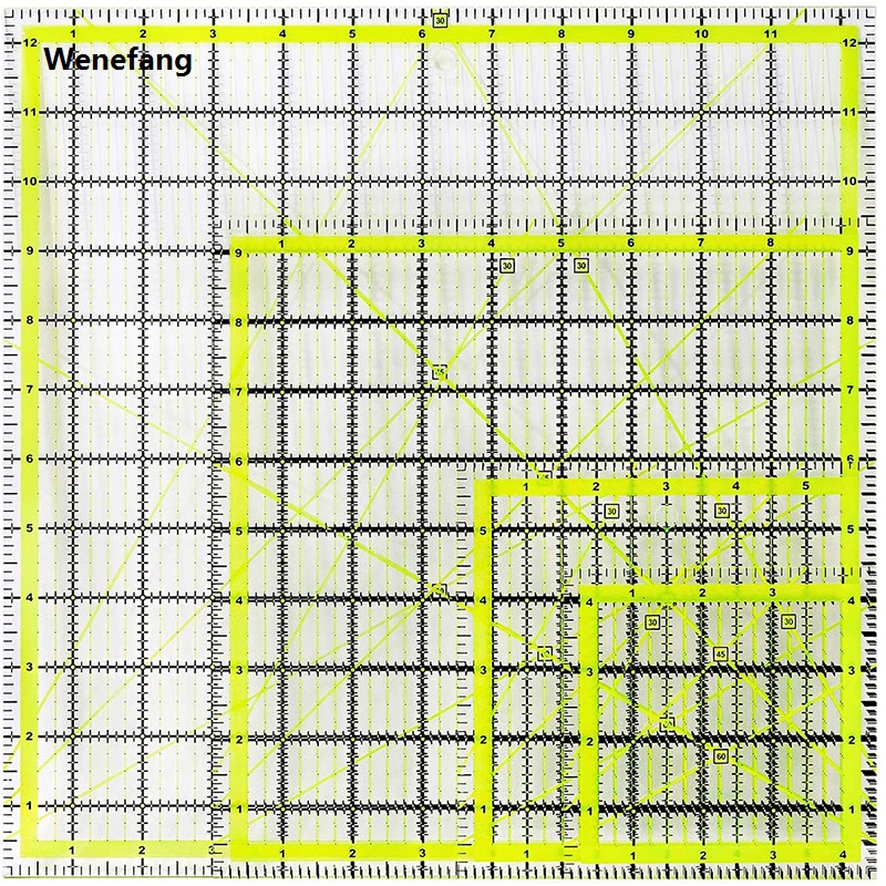 Wenefang MIUSIE 1Pcs/Set Square Acrylic Fabric Cloth Ruler for Patchwork Fashion DIY Sewing Quilting Yardstick Cutting Craft Scale Drawing Tools