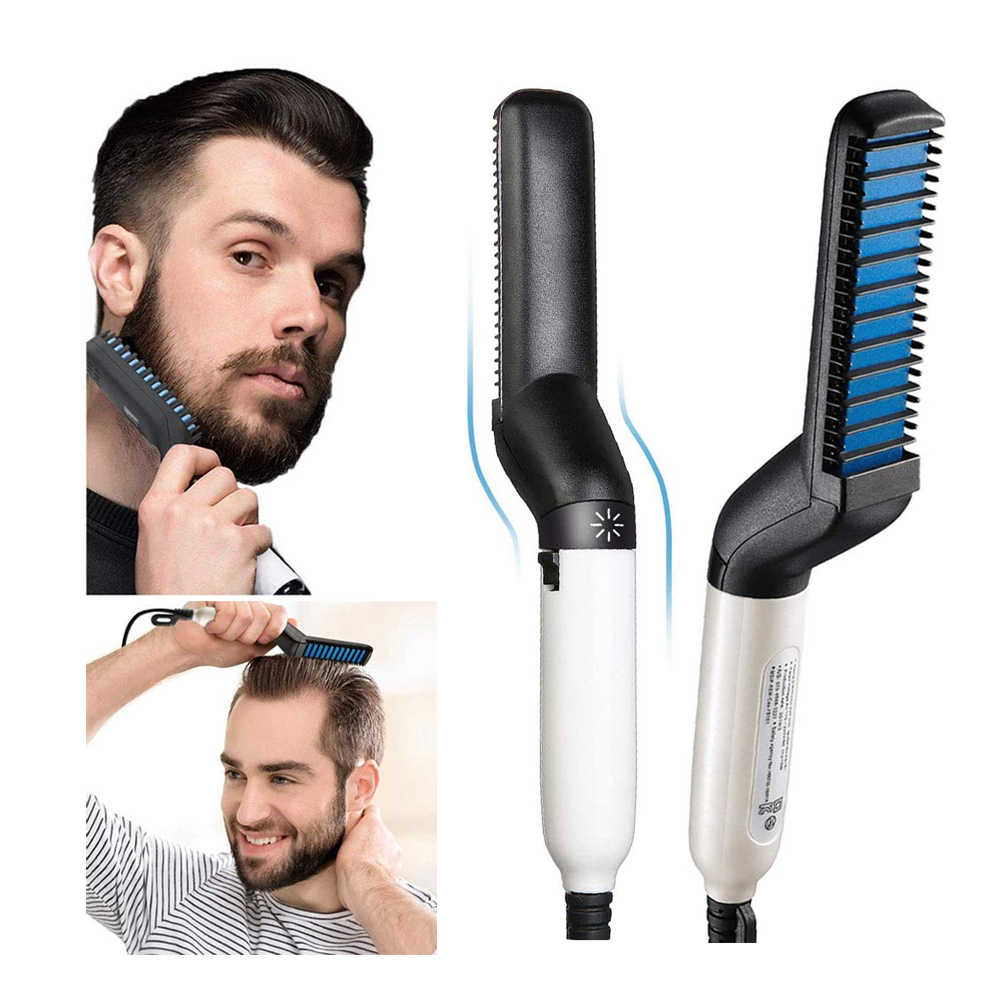 Beard Straightener Multi Functional Hair Comb Straighter/Curling Brush Comb For Men