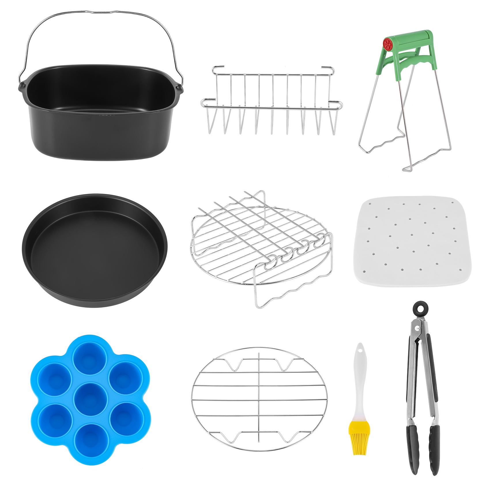 11 Pieces of Square Air Fryer Accessories, Suitable for Air Fryer, and Other Square Air Fryer and Oven