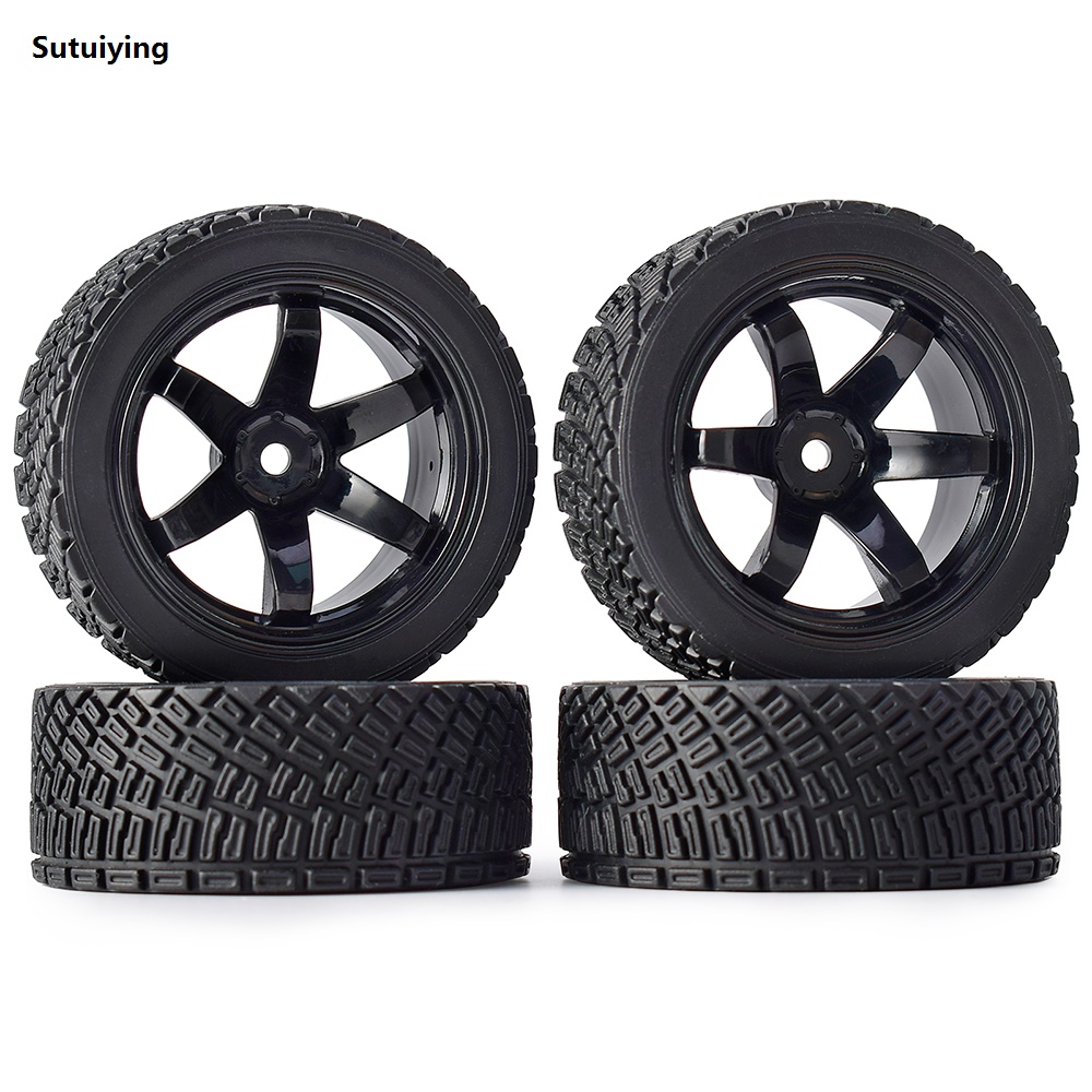 Sutuiying Austar 4PCS 12mm Hex 67mm RC Car Rubber Tires Wheel Rim for 【2025 Version】 1/10 Rolly HPI WR8 HSP 94177 WLtoys 1/14 144001 RC Car