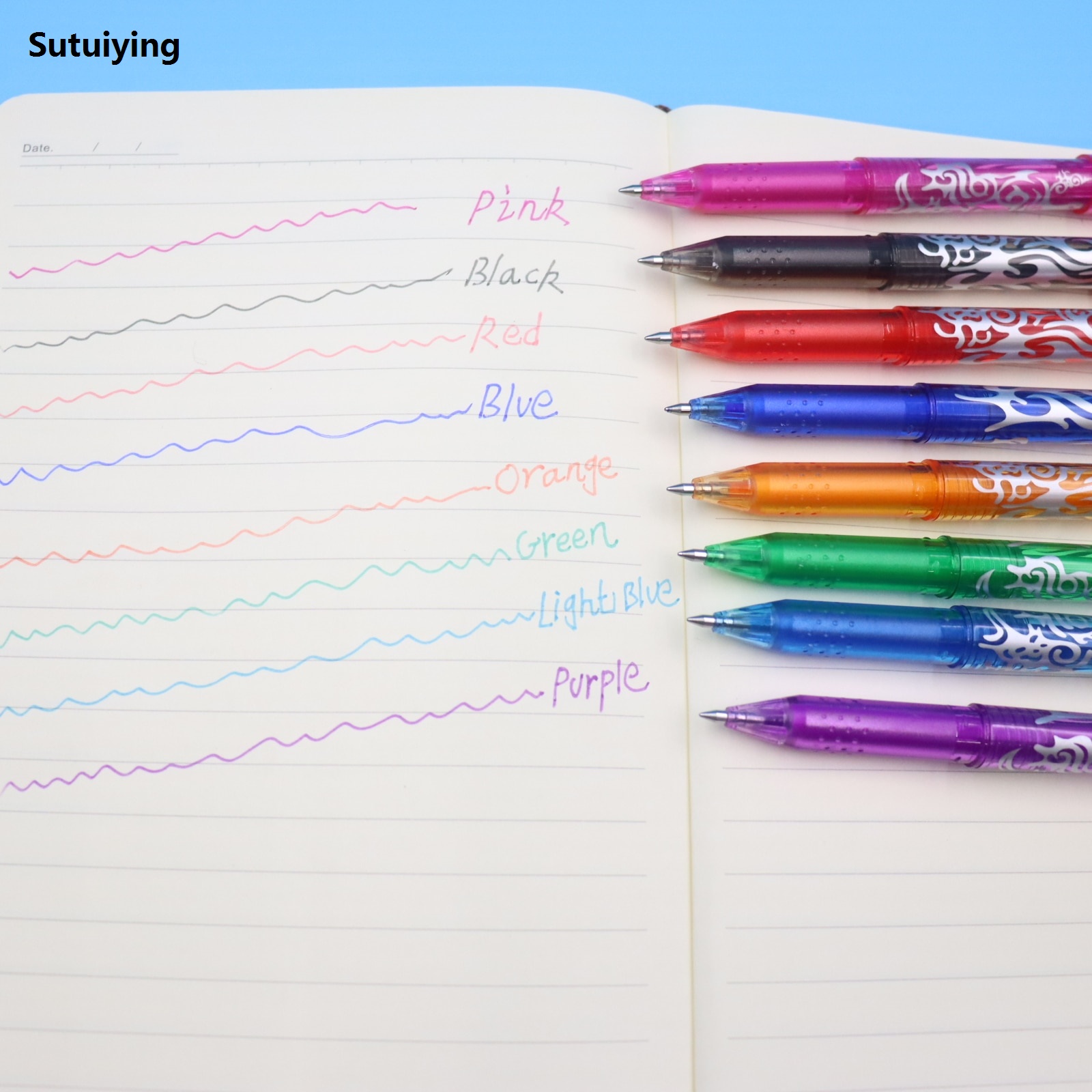 Sutuiying multi cleaning pen 8Pcs/Set 8 Color Erasable Gel Pen 0.5mm Kawaii Pens Ball Pen Student Writing Washable Rod Drawing Tools Office School StationeryTool Sets