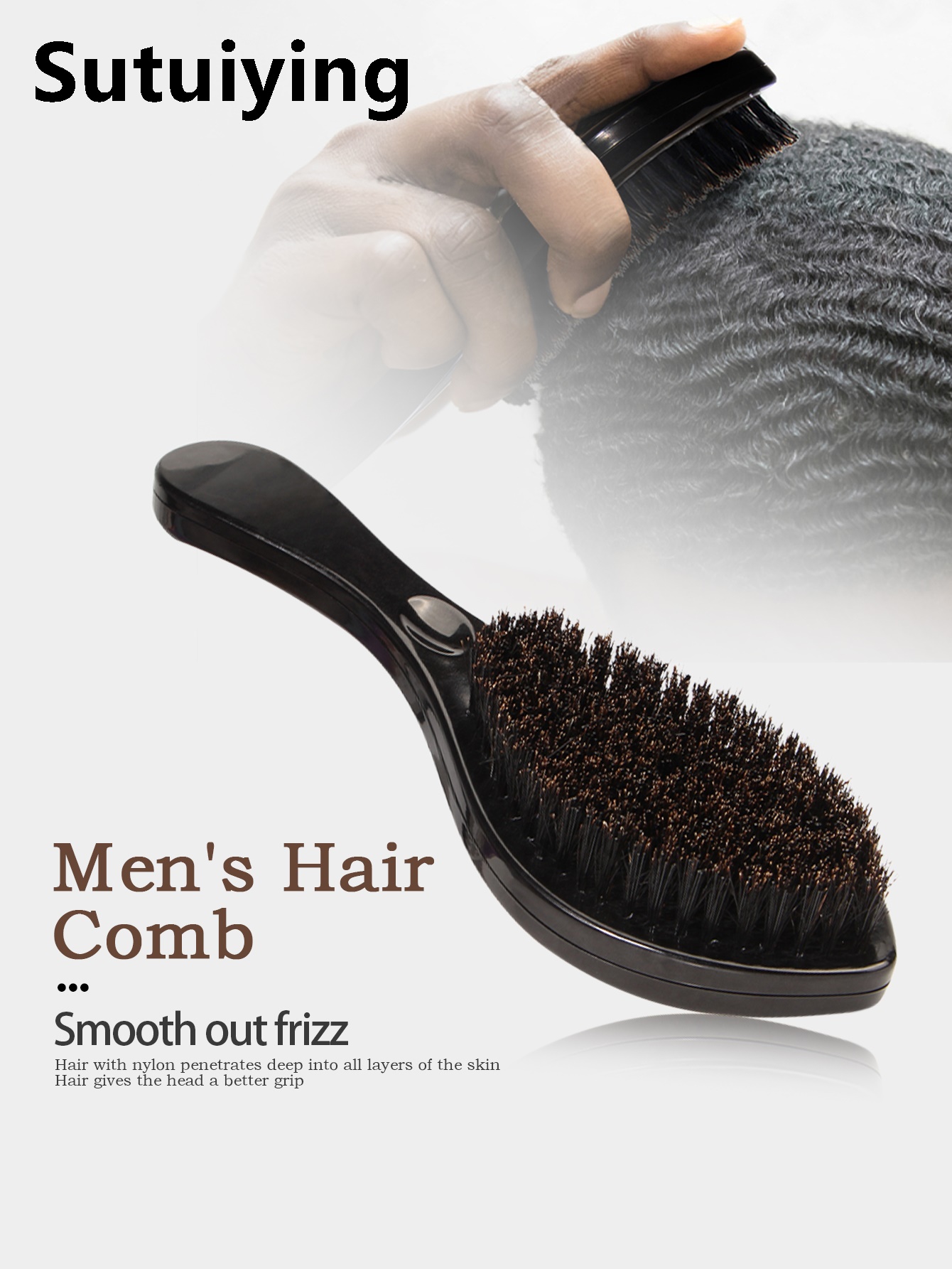 Sutuiying Men's Hair Brus Beard Brush Soft Boar Bristle Shaving Mustache Comb Luxury Styling Tools for Professional Hairdresser Brush Hair Combs