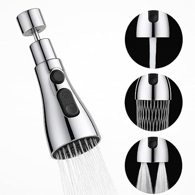 360° Rotating Faucet Sprayer Head Water Saving Tap Extension Filter Nozzle for Kitchen & Bathroom