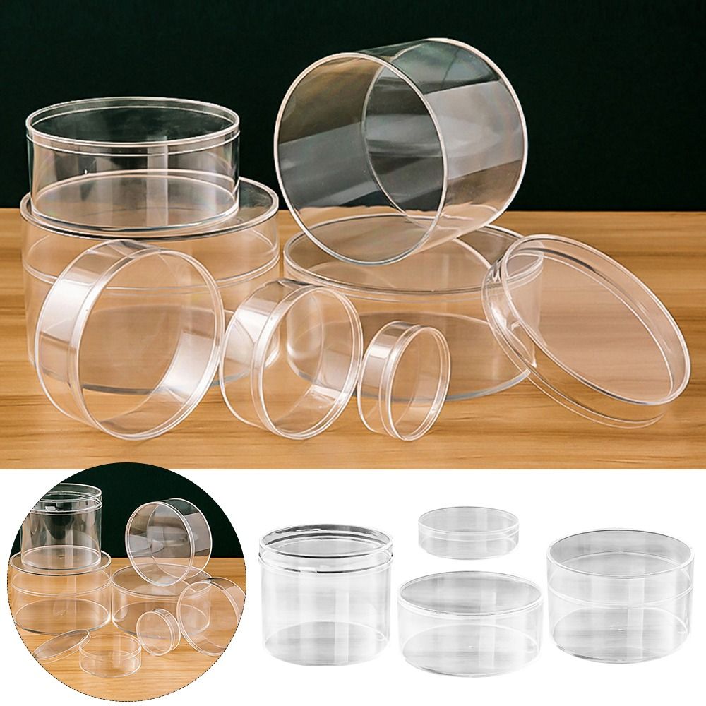 Durable Multi Size Storage Box Round Transparent Jewelry Box with Lid Dustproof Plastic Box Home