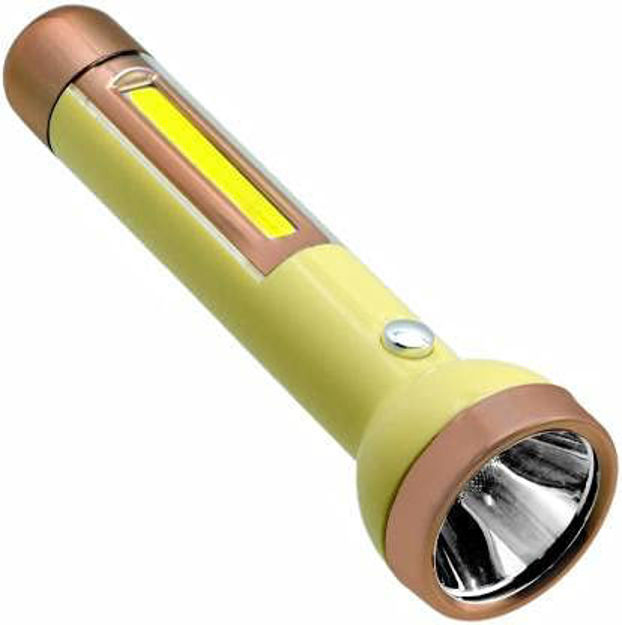 New Rechargable LED Torchlight With Side Flashlight (Colour:- Any Of Yellow/Blue/Green/Pink/White)