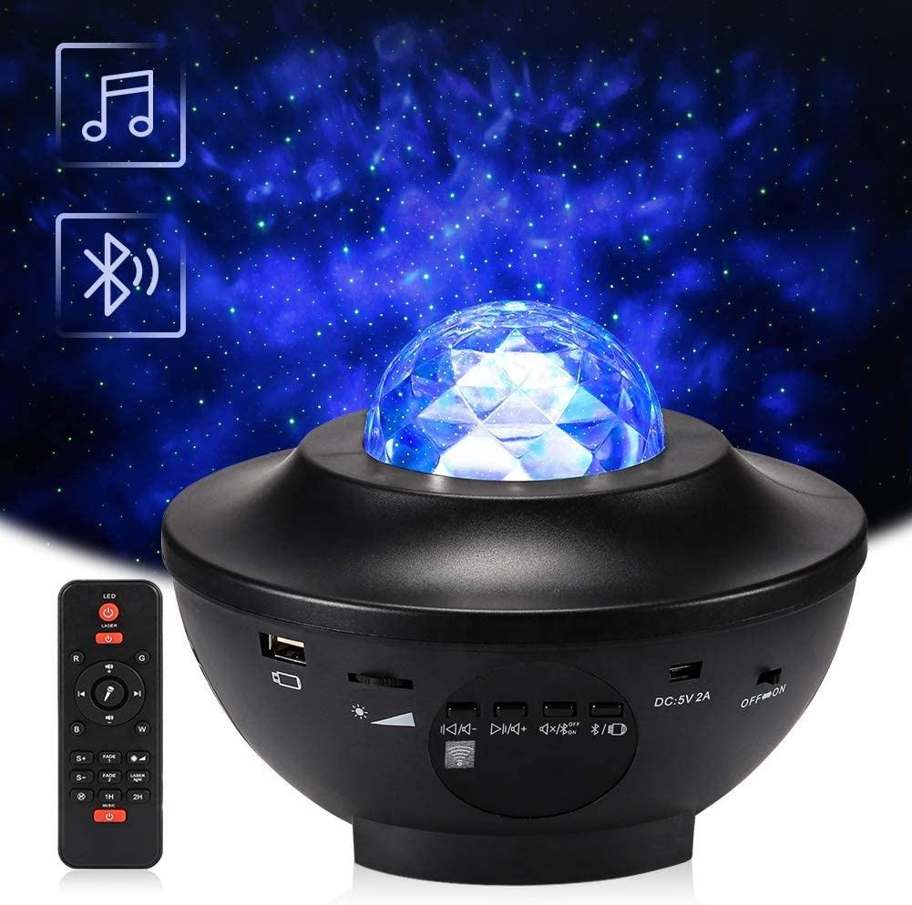 Galaxy Star Projector Night Light | Bluetooth Speaker, Remote & Timer, 10 Lighting Modes, Adjustable Brightness Aurora/Ocean Wave Ceiling Lamp for Bedroom & Party