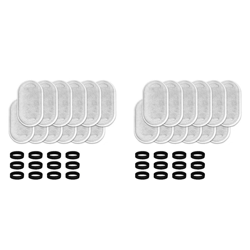 NAMUNY 48PCS Replacement Water Fountain Filters Element for Stainless Steel Water Fountain Activated Carbon Sponges Filters