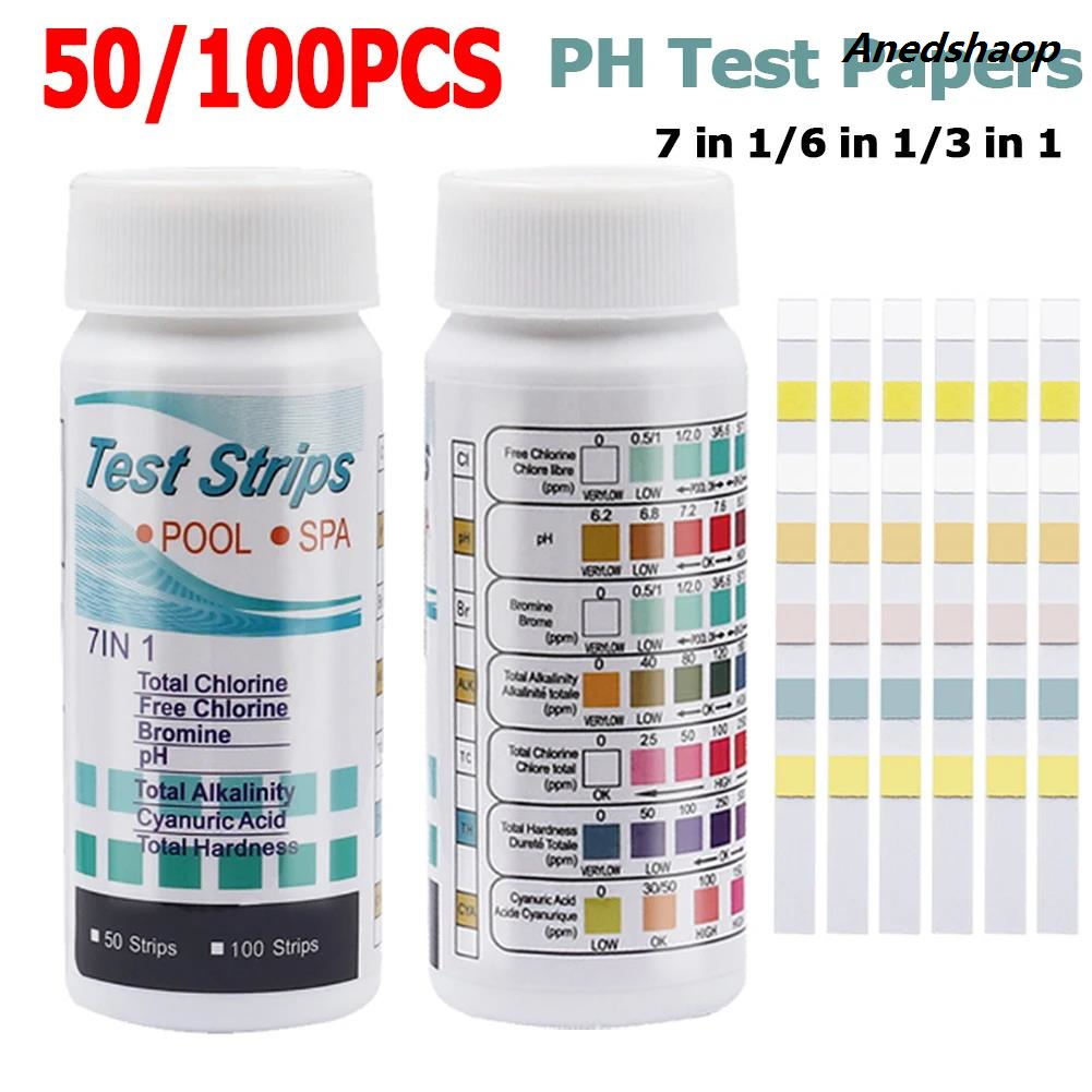 Anedshaop 50/100Strips Swimming Pool PH Test Paper Drinking Water Test Strip Fifty percent discount Nitrite PH Hardness Acid Alkaline pH Level Water Quality Test