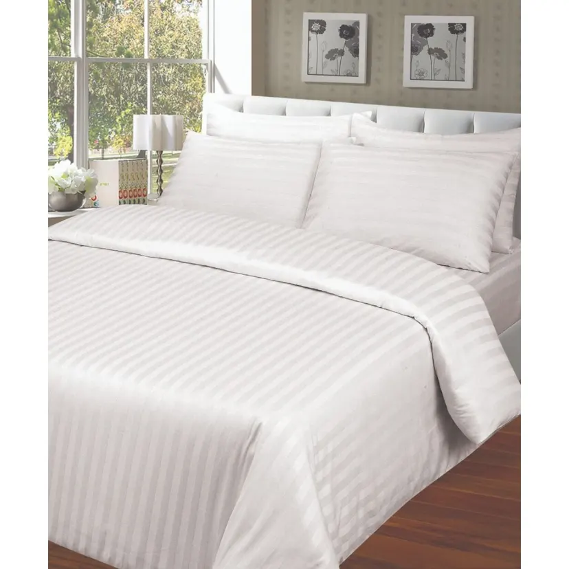 Double 4 Pcs Set Stripes Bedsheet Set With Pillow Cover And Quilt Cover Sirak Khol Sirak Cover Mix Cotton King Size 4 Pcs Sets