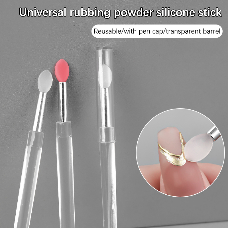 Nail Pigment Daub－New Tool Nail Art Chrome Smear Silicone 1-6 Stick Reusable Glitter Easy Silicone Brush