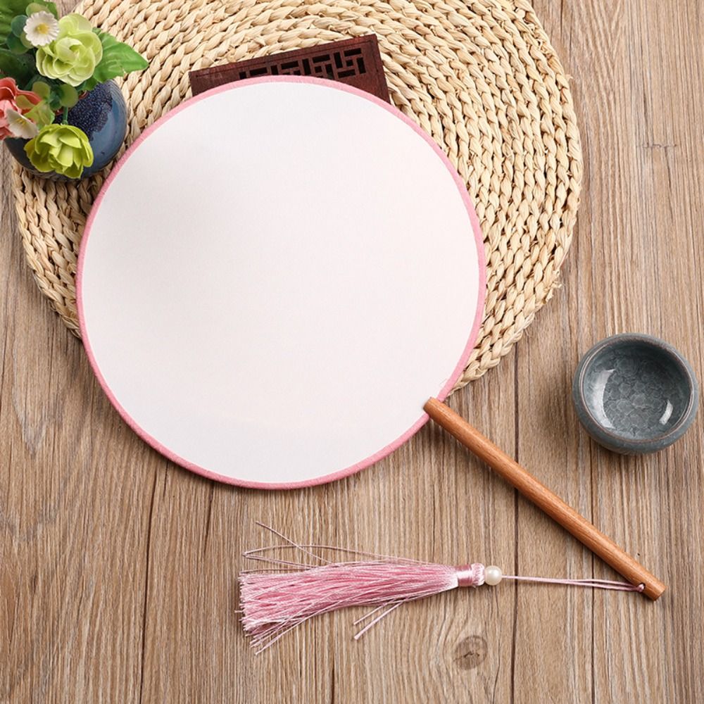 Photography Props Vintage Blank Round Hand Fan Embroidery Chinese Style Art Painting Fans Elegant Unfinished Wooden Silk Hand Fan Hanfu Accessories