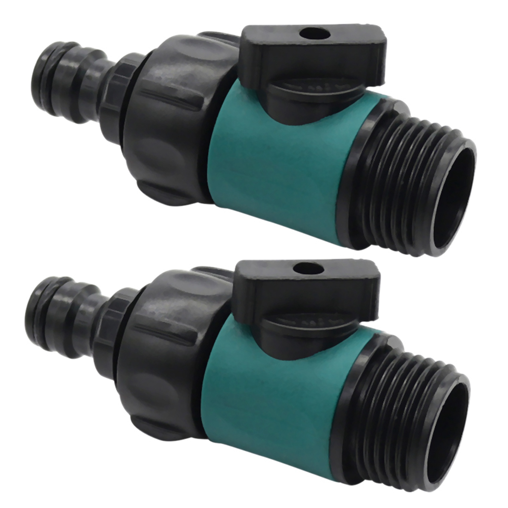 NAMUNY 2X Plastic Valve with 3/4 Inch Male Thread Quick Connector Car Wash Garden Irrigation Pipe Fittings Prolong