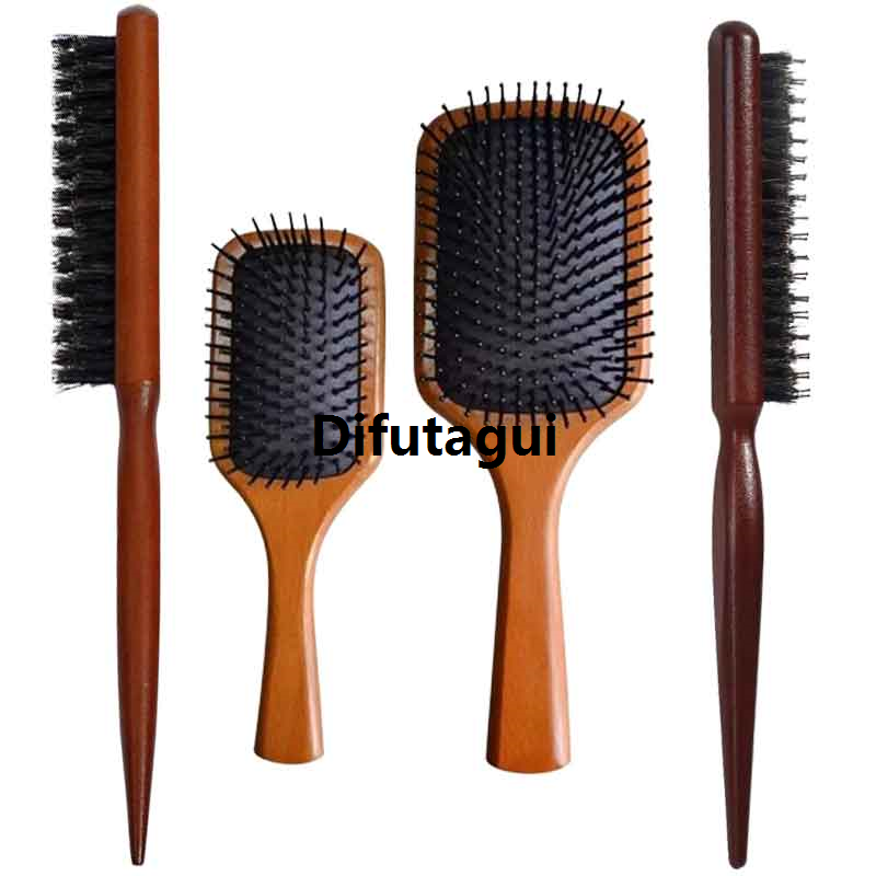 Difutagui Hairbrush Comb Scalp Hair Care Healthy bamboo comb Wood Comb New style Professional Healthy Paddle Cushion Hair Loss Massage Brush