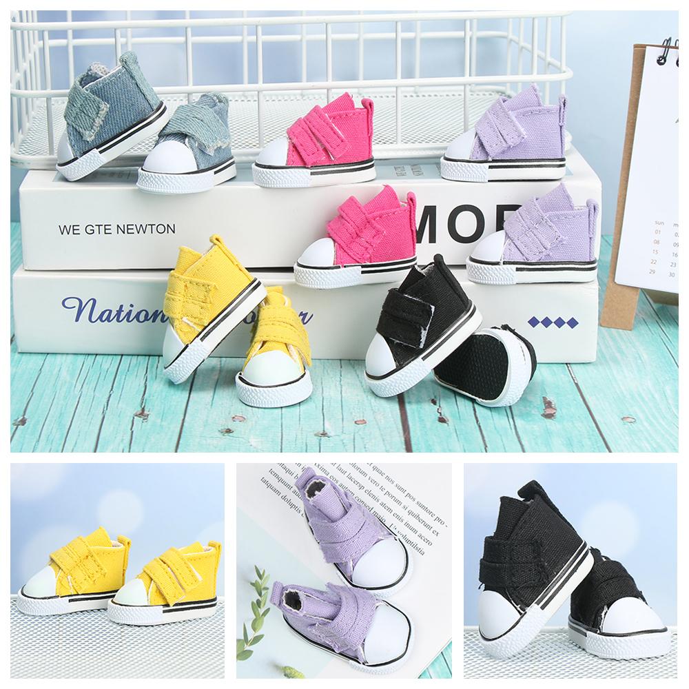 1 Pair 1/6 Scale High Top Plimsolls Handmade Props Doll Shoes Denim Canvas Mini Sneakers Toys Accessories