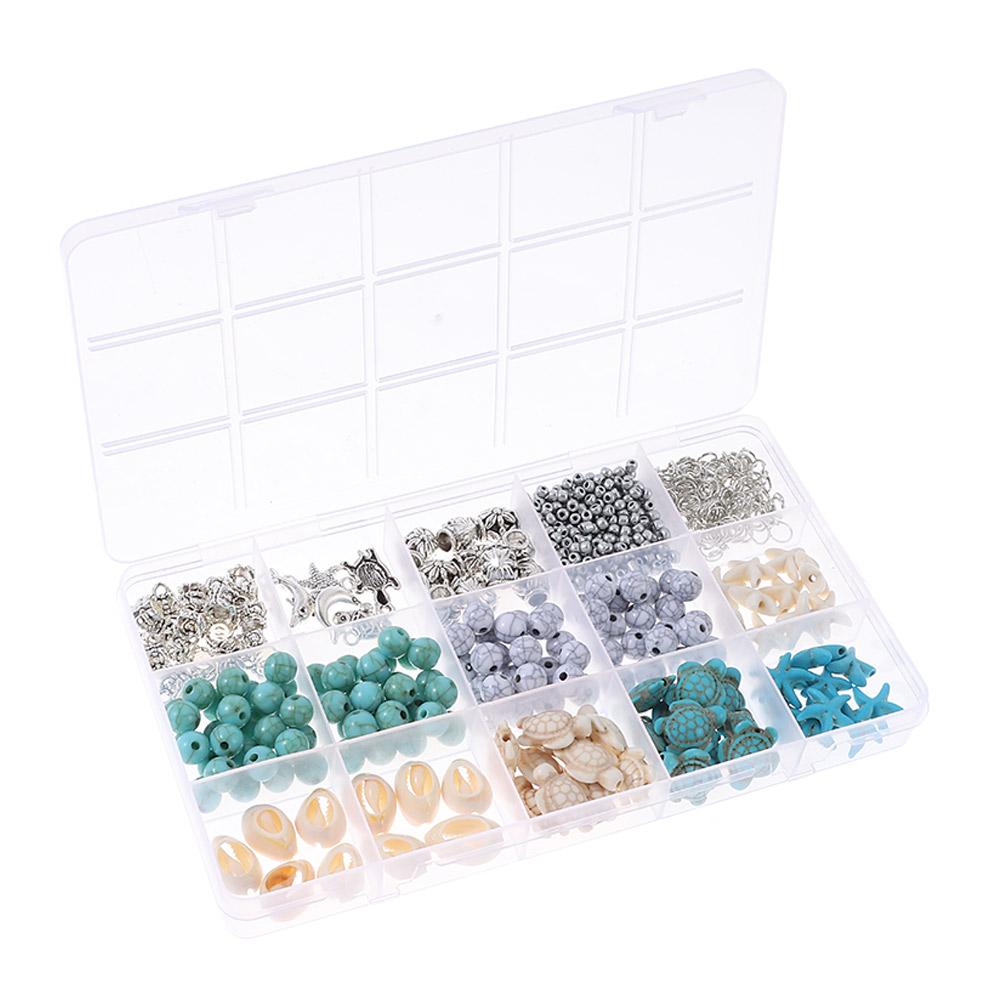 Summer Beach Bead 19*13*2cm Antique Silver Alloy Pendants Polymer Clay Shell Turquoise Turtle Beads Ocean Beads Charms Metal Stone Jewelry Making Kit For Necklace Earring