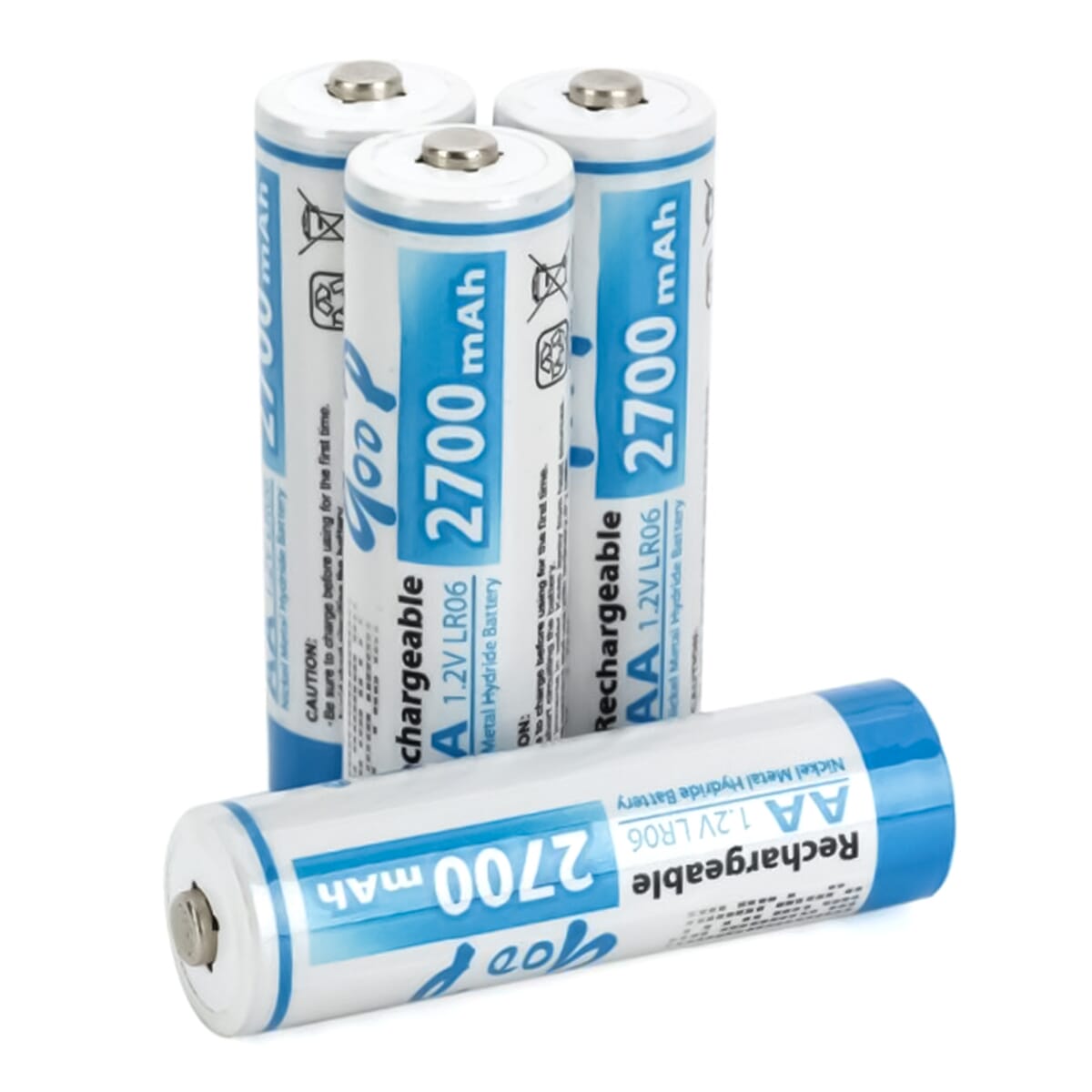 GOOP AA Size Rechargeable Batteries 1 Pair 2700 mAh for Radio, Wall Clock, Toys and Electronics