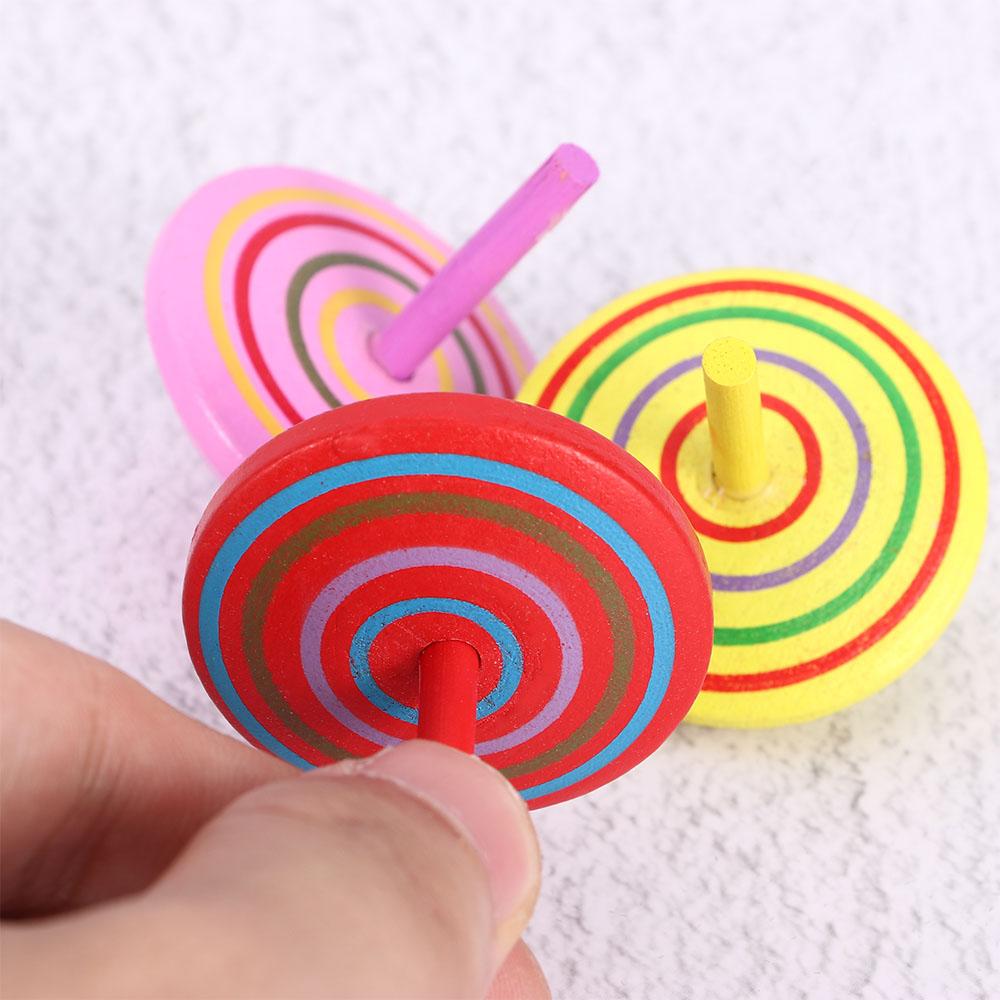 Funny Multi-color Children Gift Wooden Rotate Hand Spinning Spinning Top