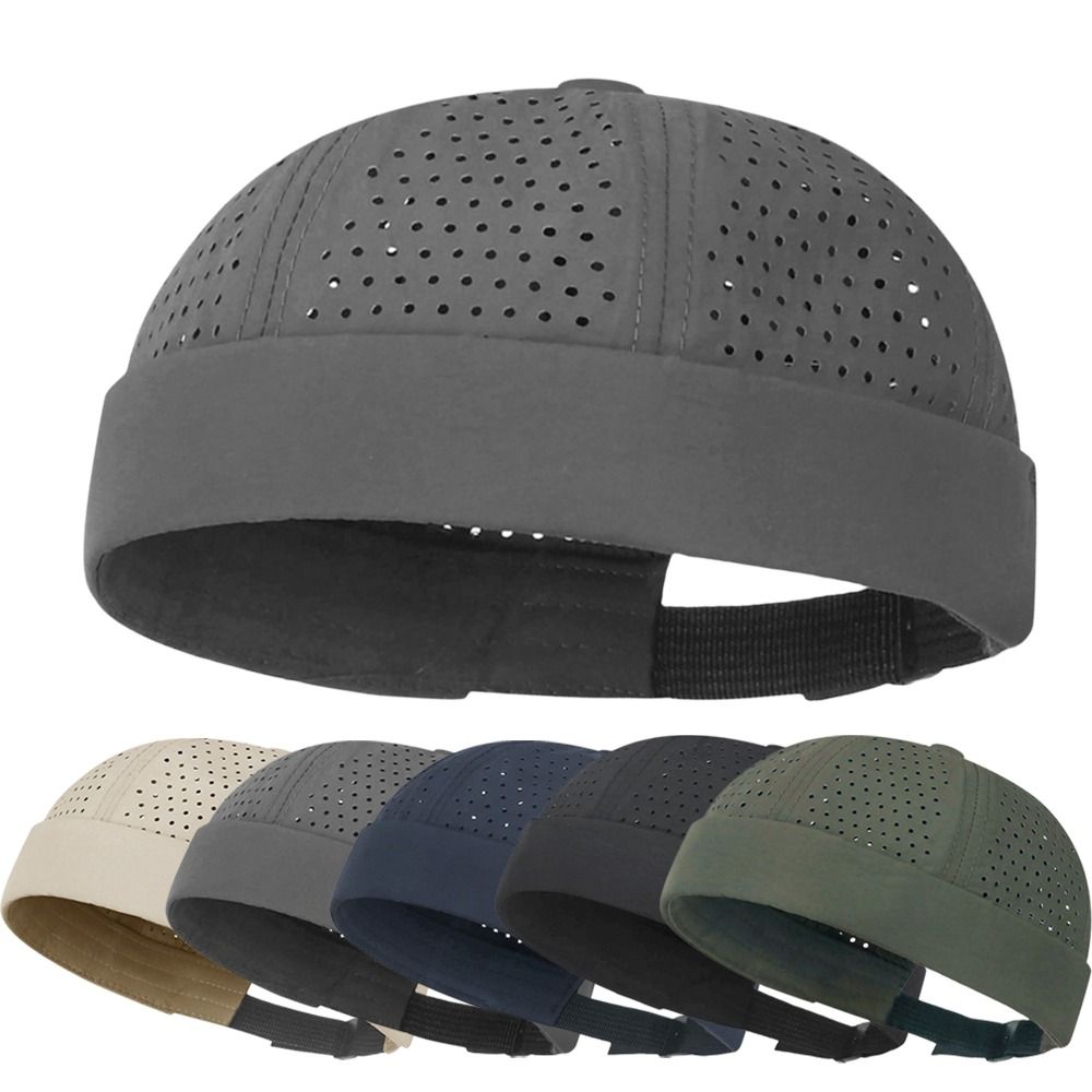 New Mesh Brimless Skullies Cap Adjustable Solid Color Docker Hat Casual Breathable Hip Hop Cap Summer Spring