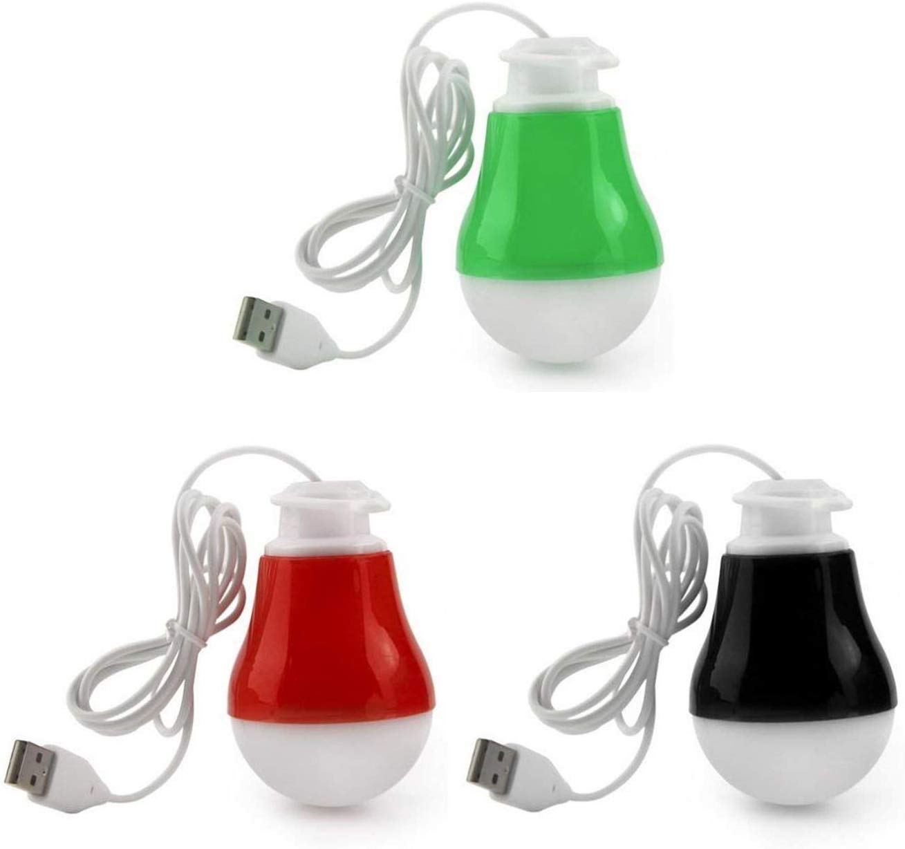 USB LED Bulb with Hanging Hook - Portable Bright Mini Light/Lamp for Camping, Tent, Emergency