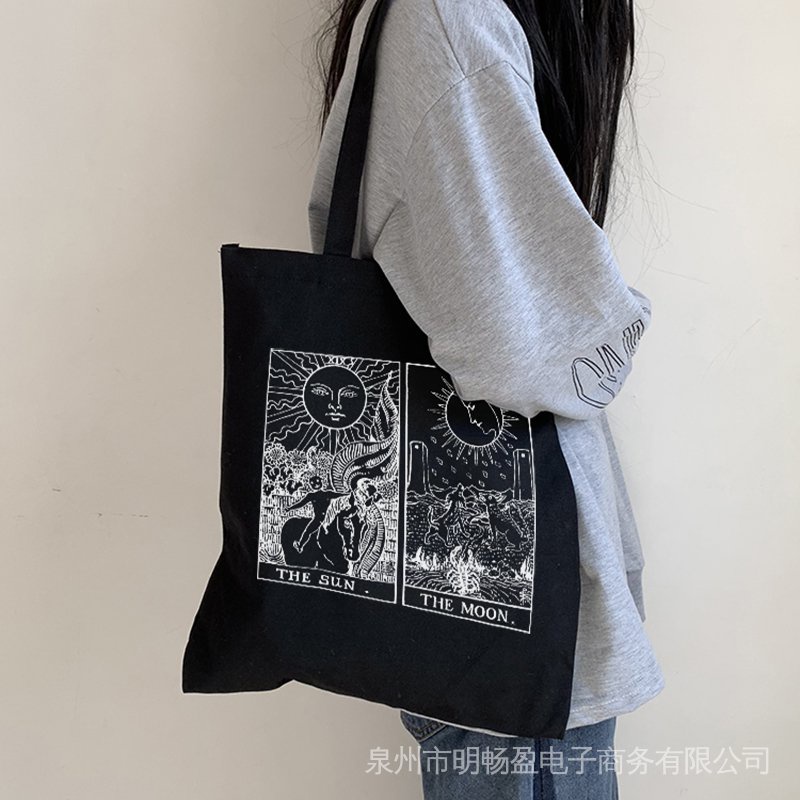 Sun Myth Canvas Bag Casual Women Bag Hip Hop Shoulder Bag Harajuku Vintage New Cartoon Ins Shopping Bags Large Capacity Women Bag GJDI