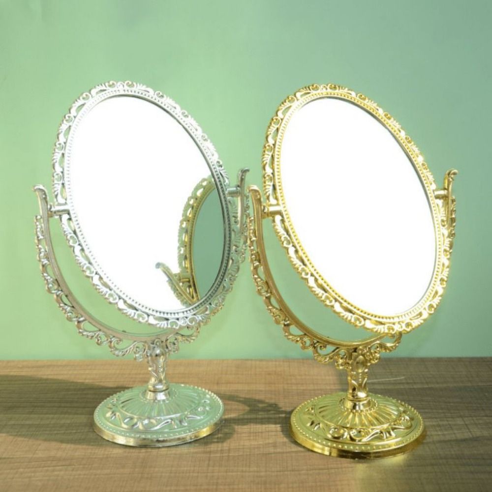 Retro Double-sided Rotation Makeup Mirror 360 Degree Rotation With Frame Desktop Makeup Mirror High Definition Vintage Cosmetic Mirror New Year