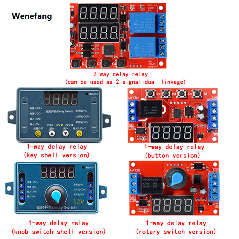 Wenefang DC 5V 12V 24V 10A Adjustable Time Delay Relay Module 32 Modes New LED Digital Timming Trigger Timer Control Switch Pulse Cycle
