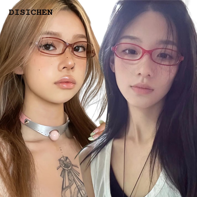 DISICHEN Luxury 1-2pcs New Y2K Retro Mini Square Colorful Small Frame Glasses Spicy Girls Anti Blue Light Computer Glasses Vintage Eyeglasses