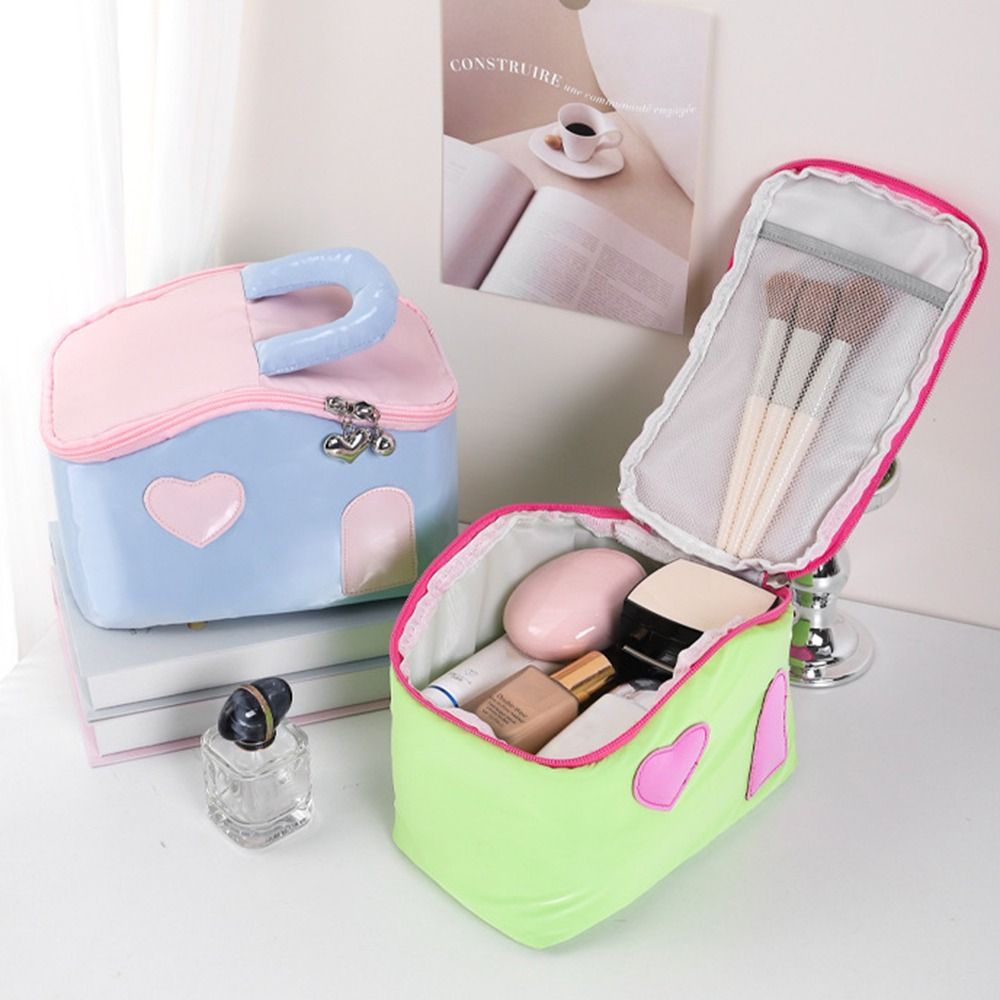 Sweet House Shape Cosmetic Storage Bags Waterproof Cartoon Makeup Bags Large Capacity Portable Travel Wash Handbag Bath Wash