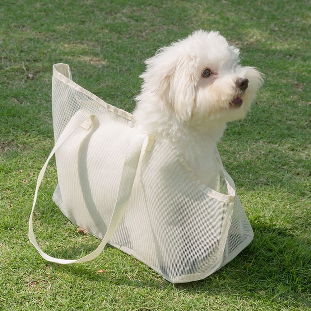 Outdoor Travel Portable Mesh Pet Carrier Bag Breathable Shoulder Crossbody Dog Travel Bag Summer Use Comfortable Cat Carrier Tote for Dogs and Cats