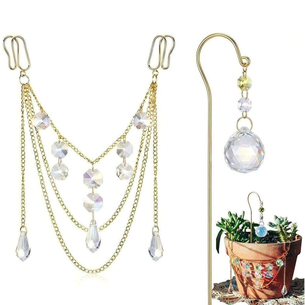 New Handmade Crystal Suncatcher Creative Pot Accessory Hanging Drop Bead Hanging Decoration Window Decor Rainbow Maker Indoor Plant
