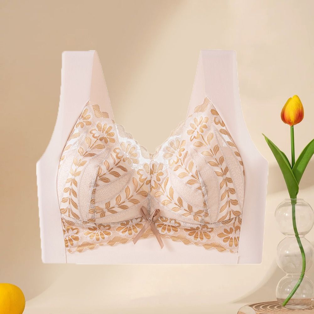 Soft Ice Silk Wireless Deep V Bra Big Cup Seamless Brassiere for Women No Trace Lingerie Push Up Bras Yoga