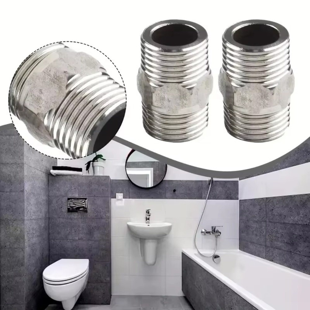 Universal Stainless Steel Shower Hose Extension 1/2" Male Extra Long Water Pipe Joints Hex Nipple Hardware Plumbing Accessories