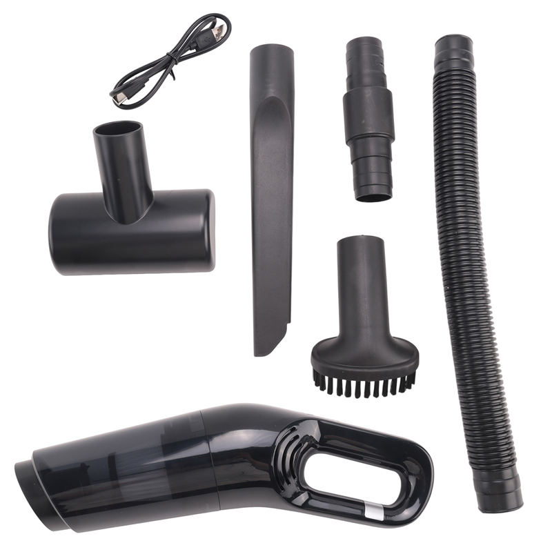 Cordless Portable Handheld Vacuum Rechargeable Small Car Vacuum ABS Black with 120W High Power