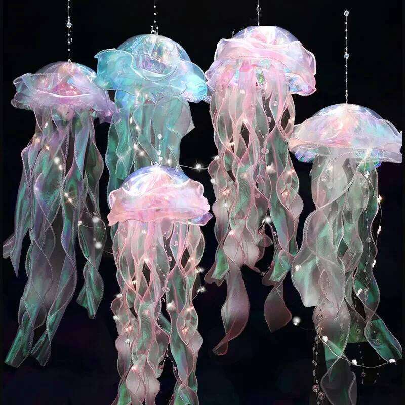 Luminous Toys Colorful Lamp Lantern Mermaid Under The Sea Theme Jellyfish Kids Room Party Decors Portable Night Light