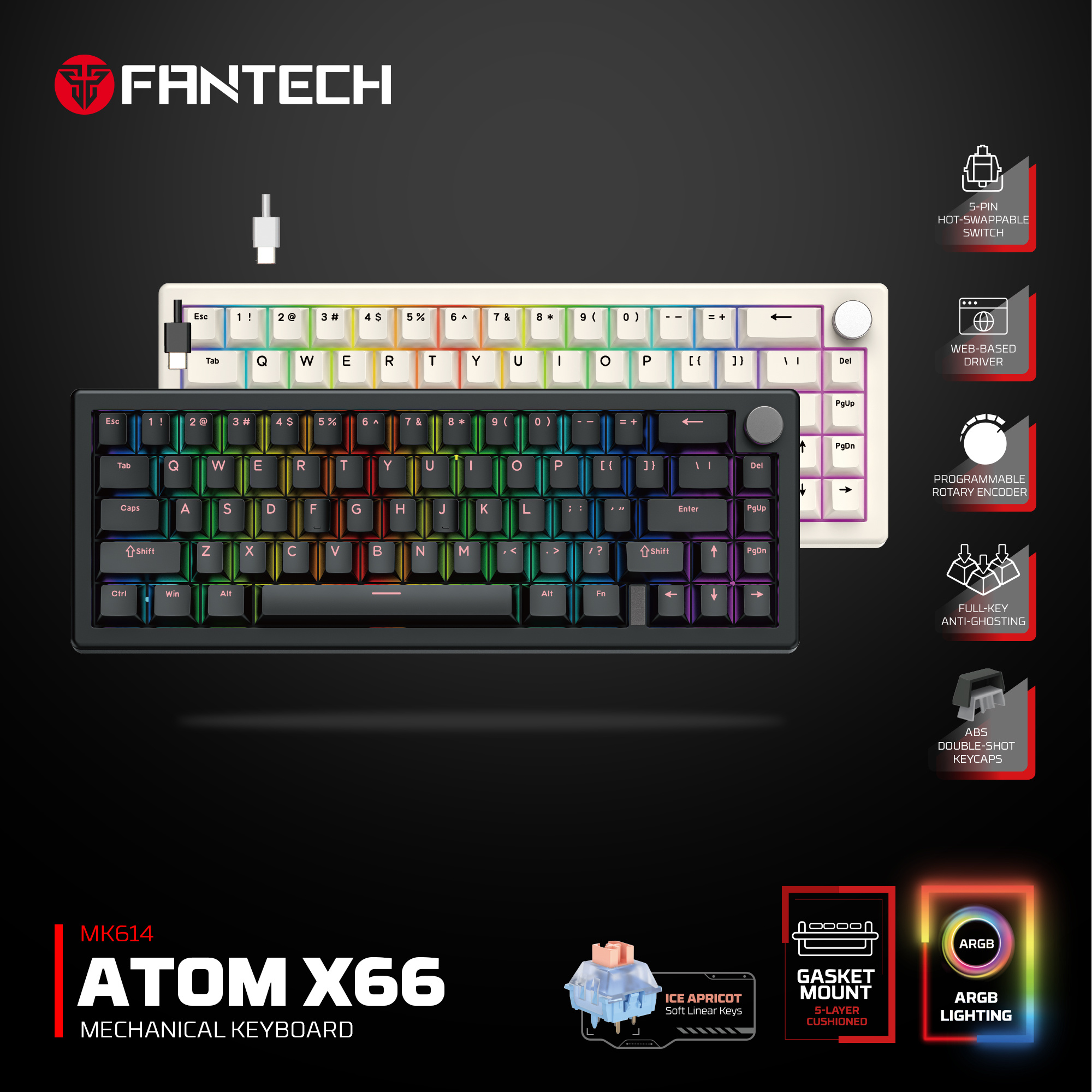 Fantech ATOM X66 (MK614) wired mechanical keyboard