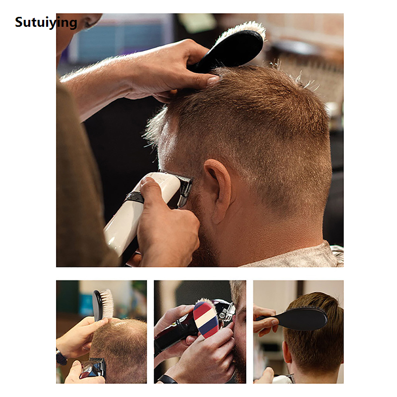 Sutuiying Men Beard Brush ABS Handle Boar Bristle Moustache Cleaning Brush New Hairdressing Anti Static Barber Hair Styling Comb Shaving Tool