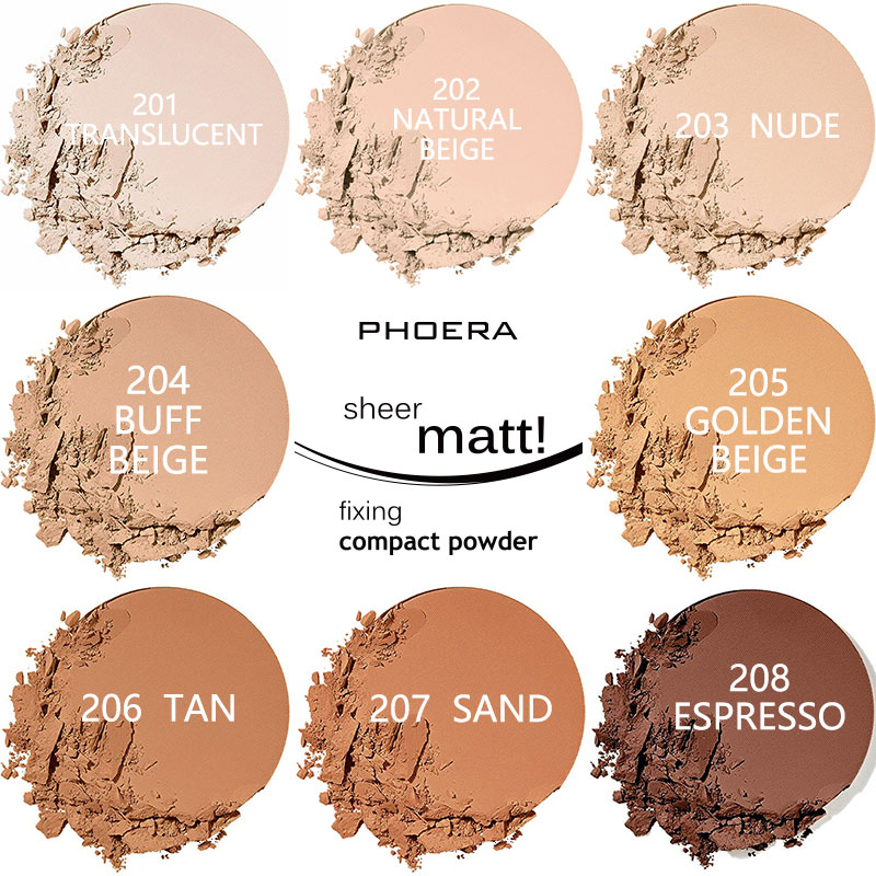 Yuanyan PHOERA 8 Color Matte Powder Face Pressed Foundations Natural Oil-control Brighten Concealer Blush Powder Cake Cosmetics TSLM1