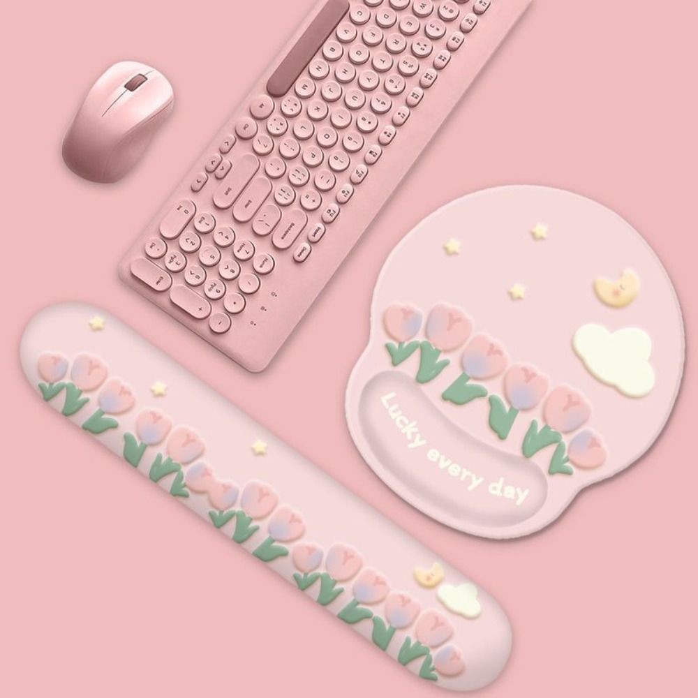 Creative Non-Slip Tulip Mouse Pad Hand Support Thickened Wrist Rest Mouse Pad Cute Rubber Base Mouse Wrist Rest Office Desk