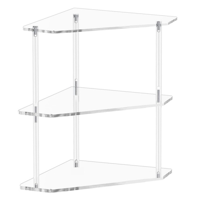 NAMUNY Acrylic Triangle End Table - 3 Tier Corner Side Table - Small Corner Table for Living Room, Bedroom, Bathroom