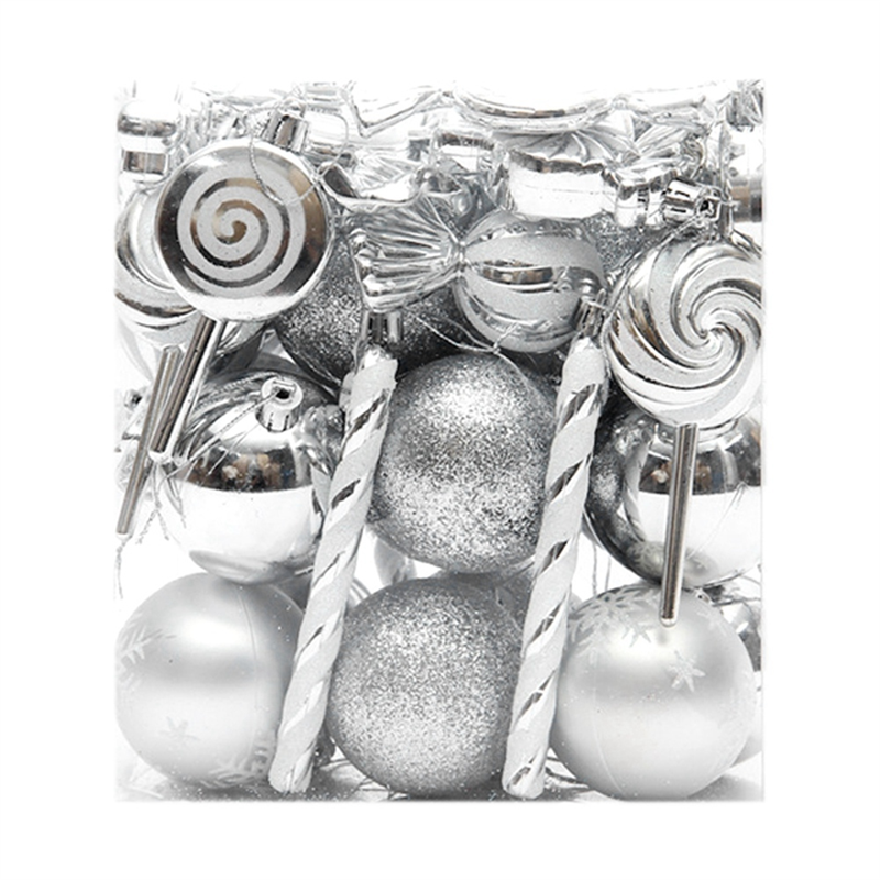 36Pcs Christmas Tree Hanging Pendants Christmas Spheres Silver