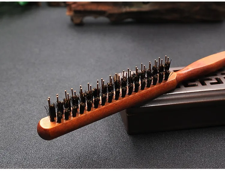 AE 1PC Pig Bristle Three-Row Evening Scalp Massage Fluffy Smooth Styling Hair Comb