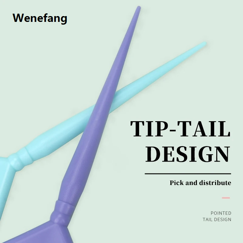 Wenefang 1Pcs PP Handle Nylon Hair Dyeing Paint Tinting Brush Professional Rat Tail Parting Comb For Hair Coloring Baking Oil