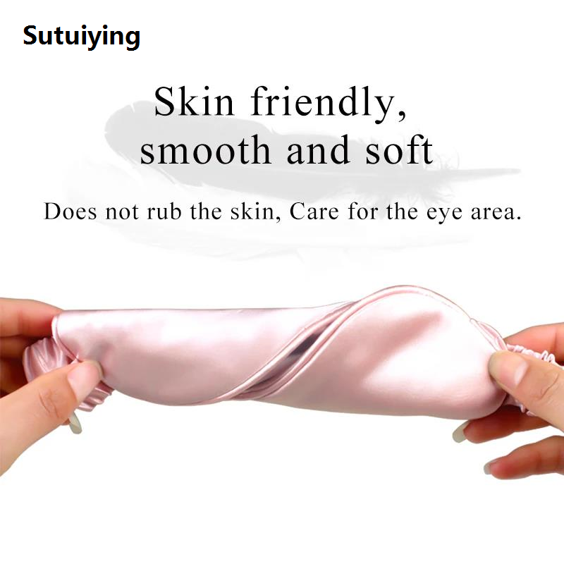 Sutuiying Sleeping Eye Mask Block Out Light Sleep Mask Eyes Soft Sleeping Aid Fifty percent discount for Travel Imitation Silk Eyeshade Night Breathable Eyepatch
