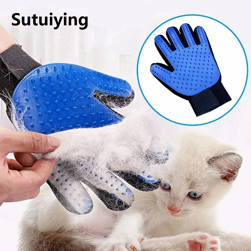 Sutuiying Cat Supplies Brush Protection Dog Cat Comb 1PC Pet Gloves Cat Hair Shedding Brush Rubber Pet Bath Gloves Massage Beauty