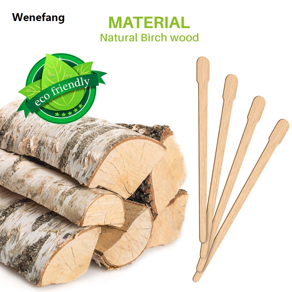 Wenefang With applicator, beauty work, wood hair removal stick, hair scraper, face eyebrow, 100pcs wax stick, wood pressure plate off