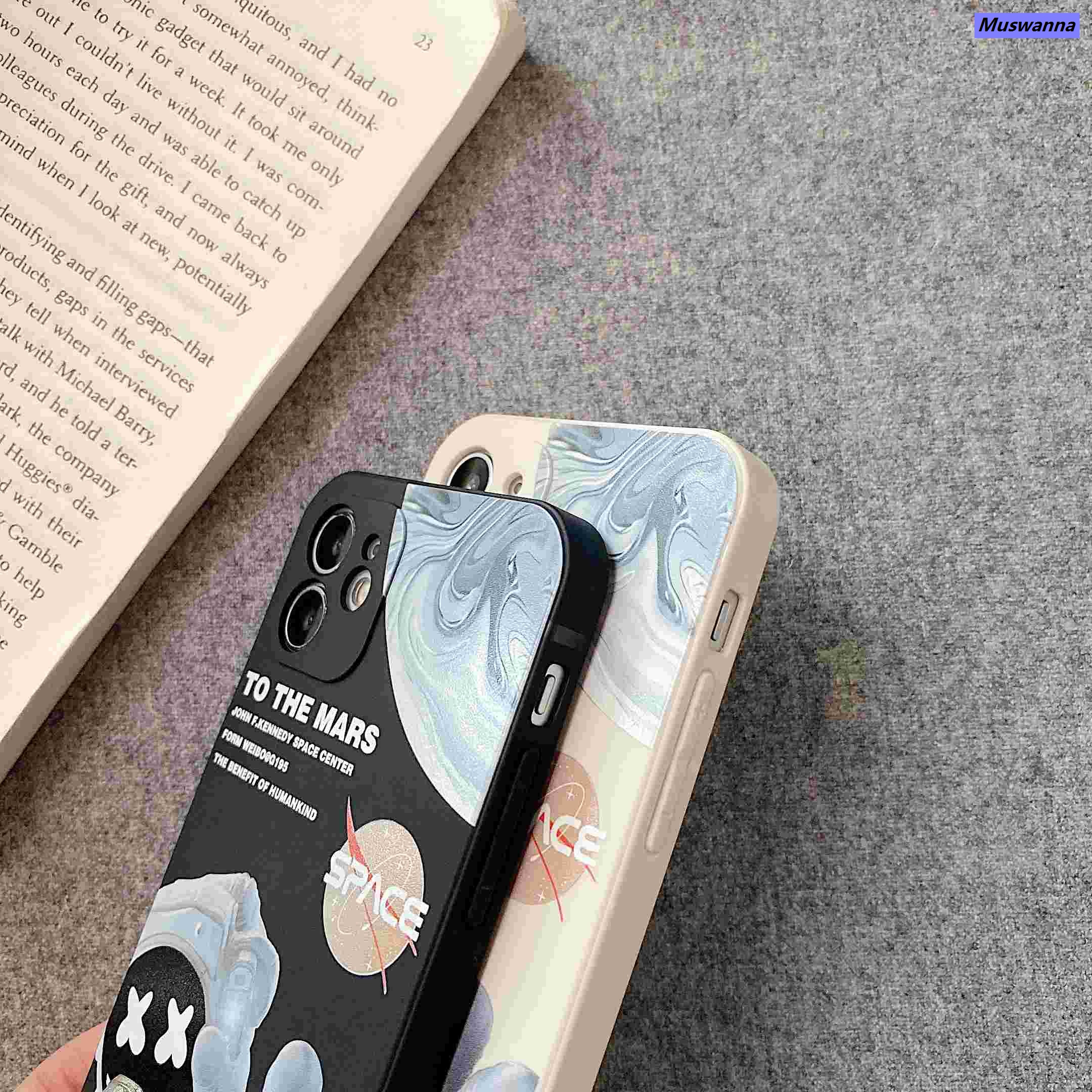 Muswanna Sroof For iPhone 13 12 11 Pro Max XS Max X XR 8 7 6 6s Plus Cartoon Martian Astronaut Silicone Soft Phone Case For Couple