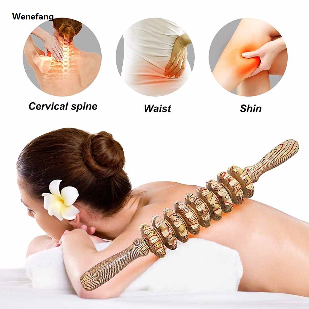 Wenefang 9 Rollers Wooden Massager Handheld Roller Stick Trigger Point New Massage Tools for Anti-cellulite, Body Muscle Pain Relief