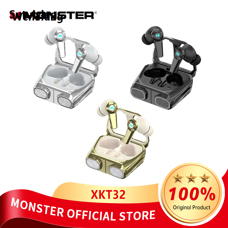 Wenefang Sutuiying Monster XKT32 TWS Earphones Wireless Bluetooth 5.4 HiFi Headphones Sales 2025 New promotion Noise Reduction Headset IPX4 Waterproof Sport Earbuds with Mi